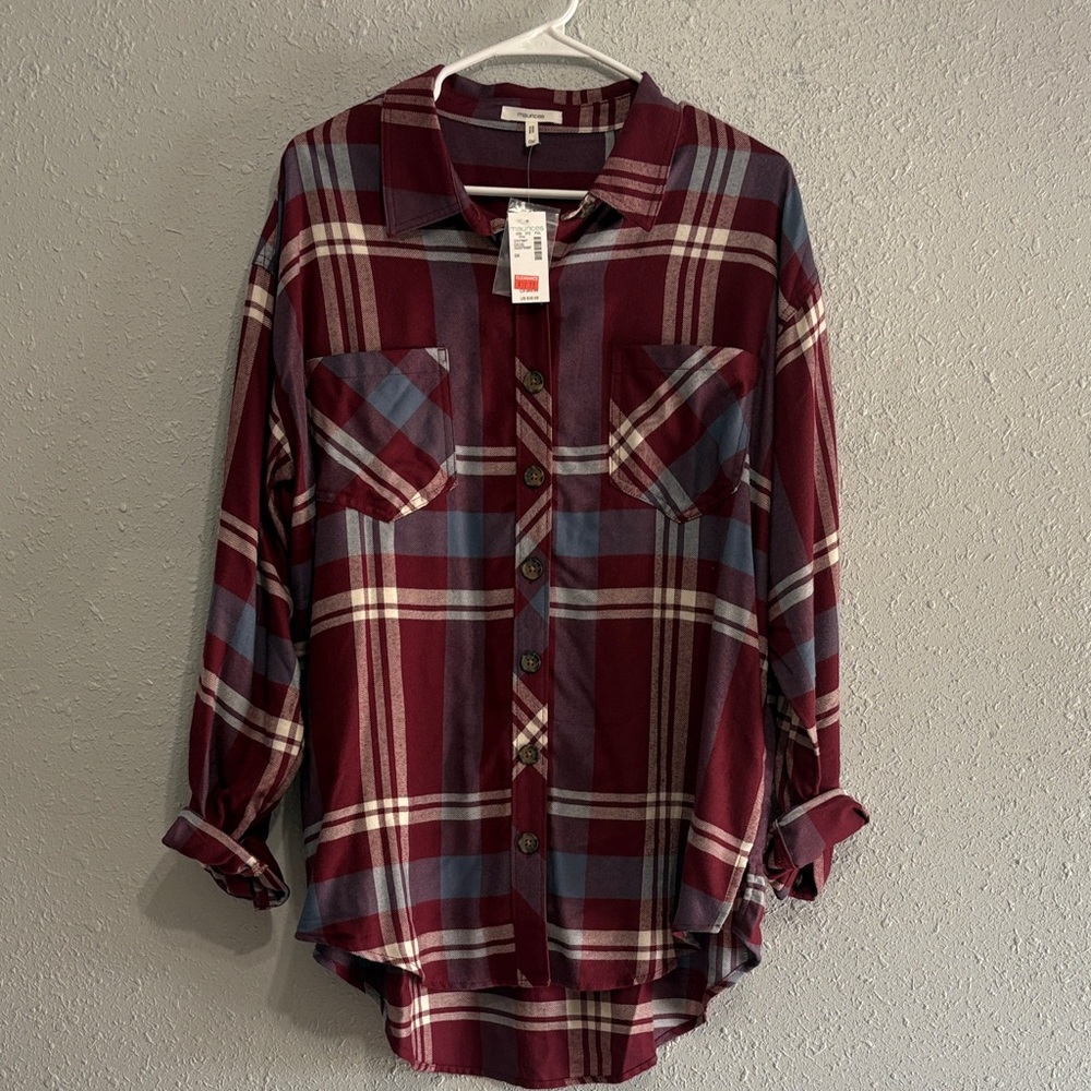 Maurices Plaid Shirt in Burgundy and Blue